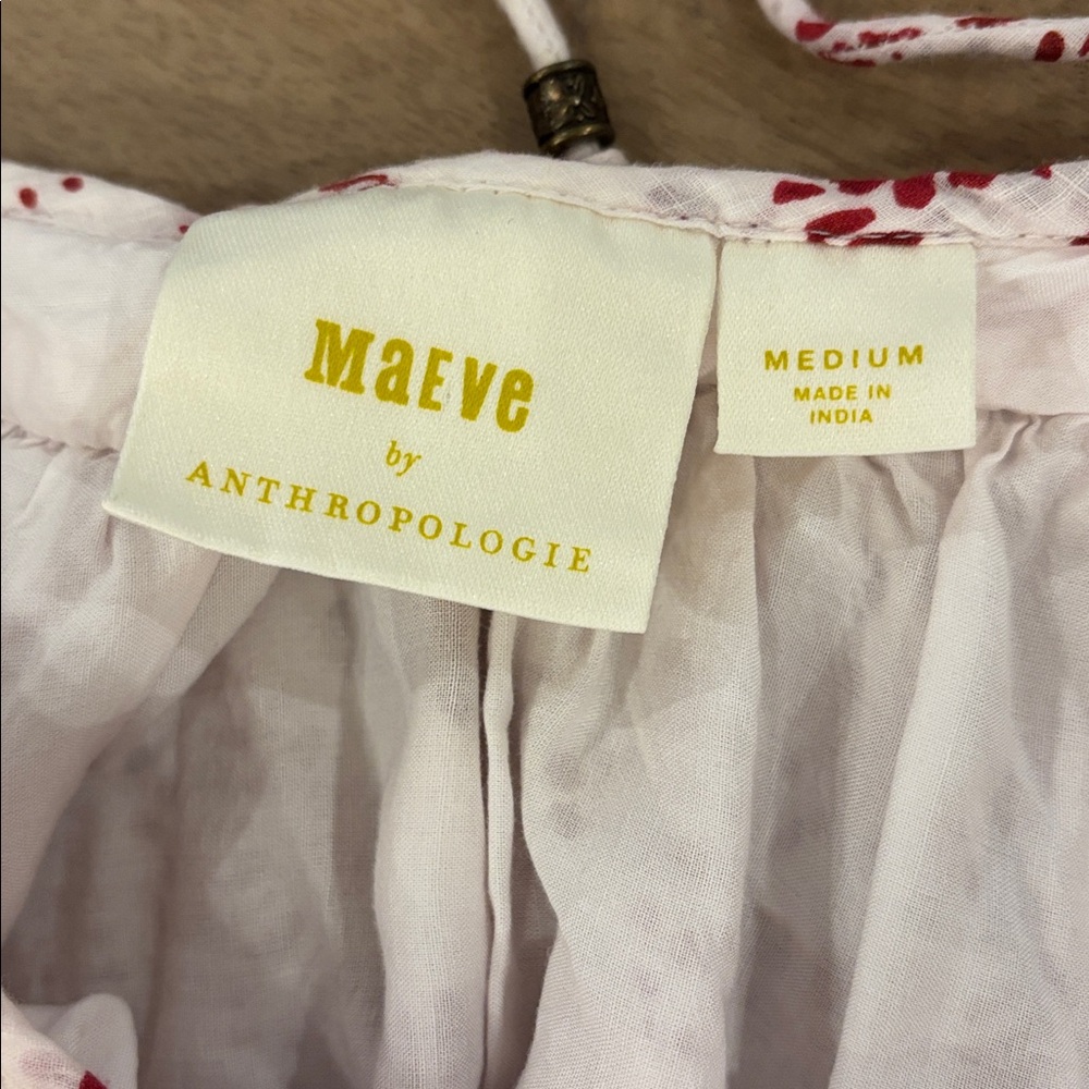 Anthropologie Maeve Flutter-Sleeve Babydoll Mini Dress Raspberry Floral Medium - Picture 5 of 8